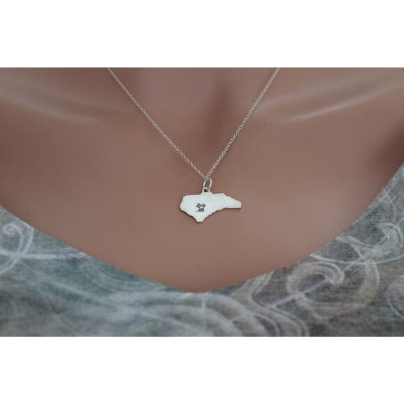 Sterling Silver North Carolina State Charm Necklace - Picture 4 of 4